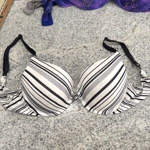 Black and White Striped Women's Bra